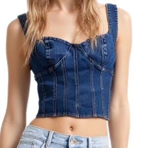 Love Trends Denim Corset Crop Top Size Medium